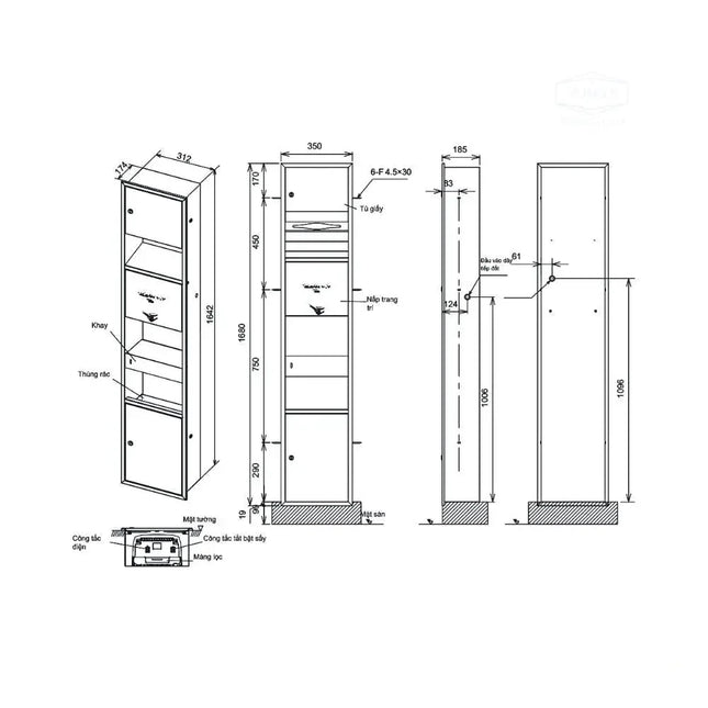 Máy sấy tay âm tường TYC602P | Thiết Bị Vệ Sinh TOTO