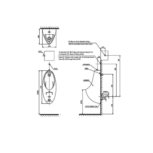 Tiểu nam treo tường UT560T | Thiết Bị Vệ Sinh TOTO