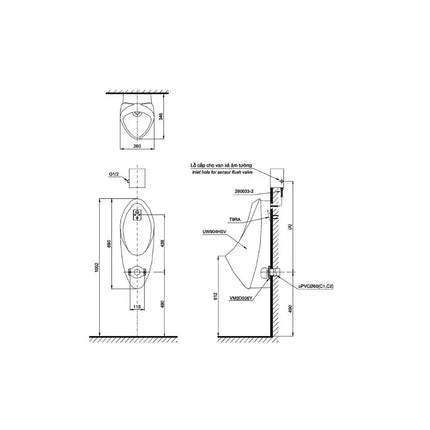 Tiểu nam treo tường UT904HN | Thiết Bị Vệ Sinh TOTO