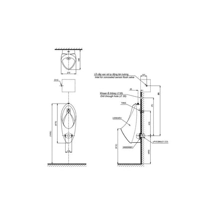 Tiểu nam treo tường UT904R | Thiết Bị Vệ Sinh TOTO
