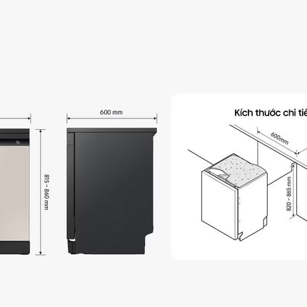 Máy Rửa Chén SAMSUNG Bespoke DW60CB750S24 Độc Lập 14 Bộ Chén