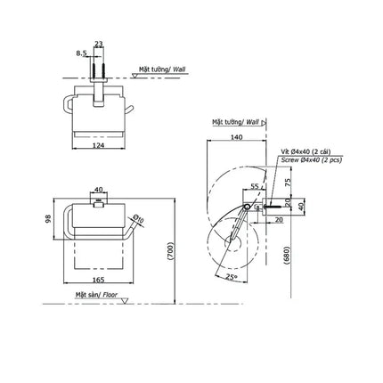 Lô giấy vệ sinh đơn YH408RV | Thiết Bị Vệ Sinh TOTO