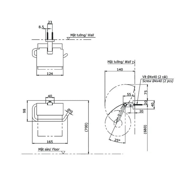 Lô giấy vệ sinh đơn YH408RV | Thiết Bị Vệ Sinh TOTO
