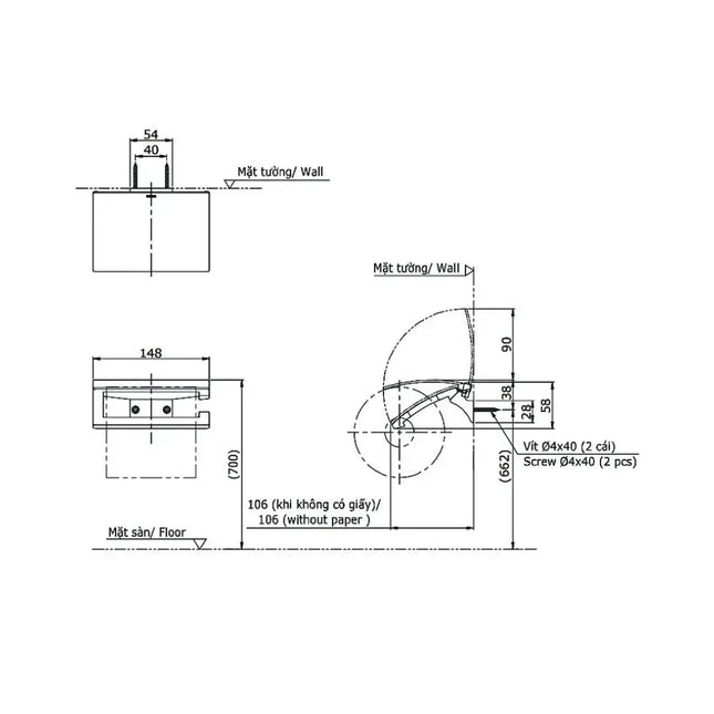 Lô giấy vệ sinh đơn YH903V | Thiết Bị Vệ Sinh TOTO