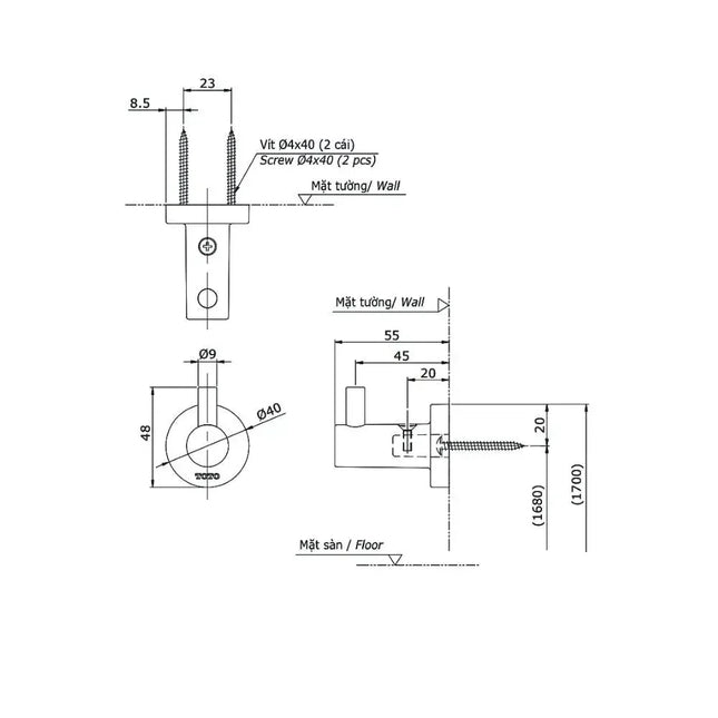 Móc áo YRH406V | Thiết Bị Vệ Sinh TOTO