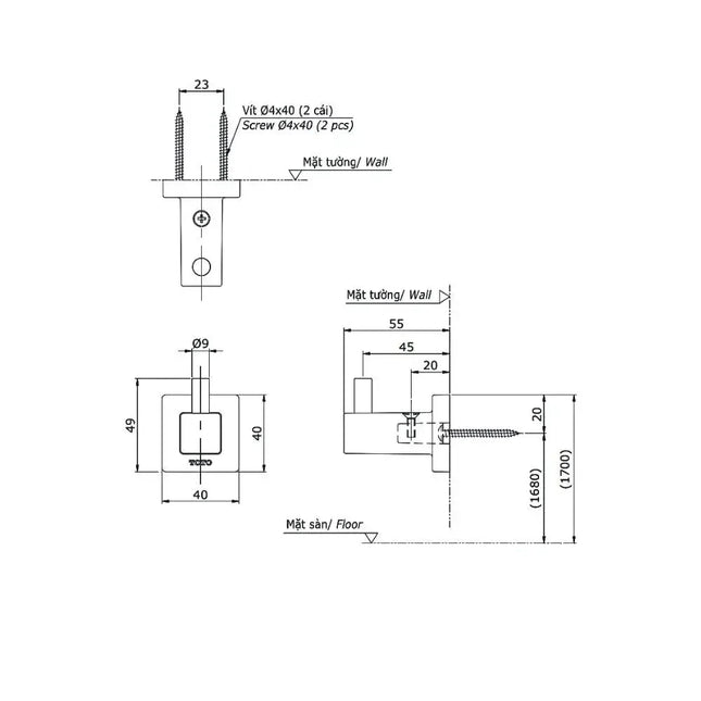Móc áo YRH408V | Thiết Bị Vệ Sinh TOTO