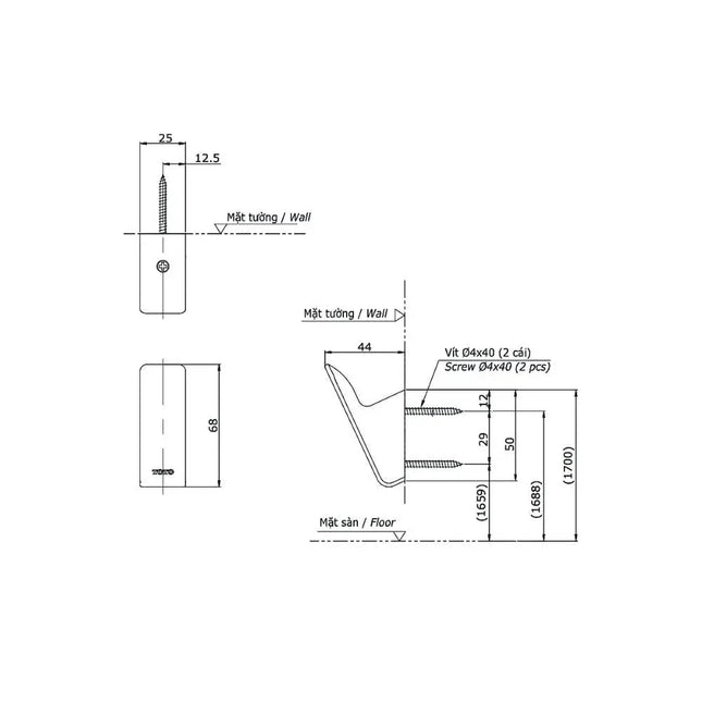 Móc áo YRH902V | Thiết Bị Vệ Sinh TOTO