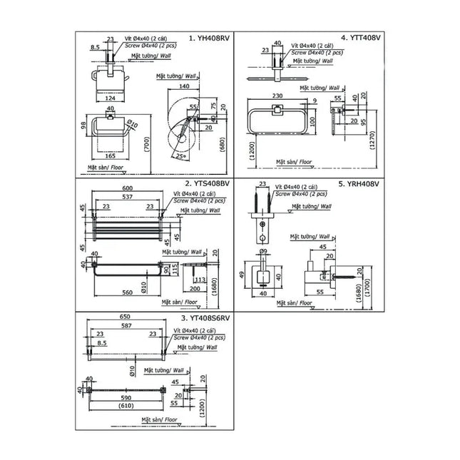 Bộ 3 sản phẩm L YS408N5V | Thiết Bị Vệ Sinh TOTO