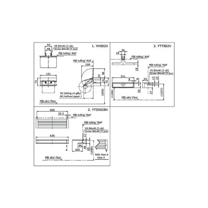 Bộ 3 sản phẩm L YS902N3V | Thiết Bị Vệ Sinh TOTO