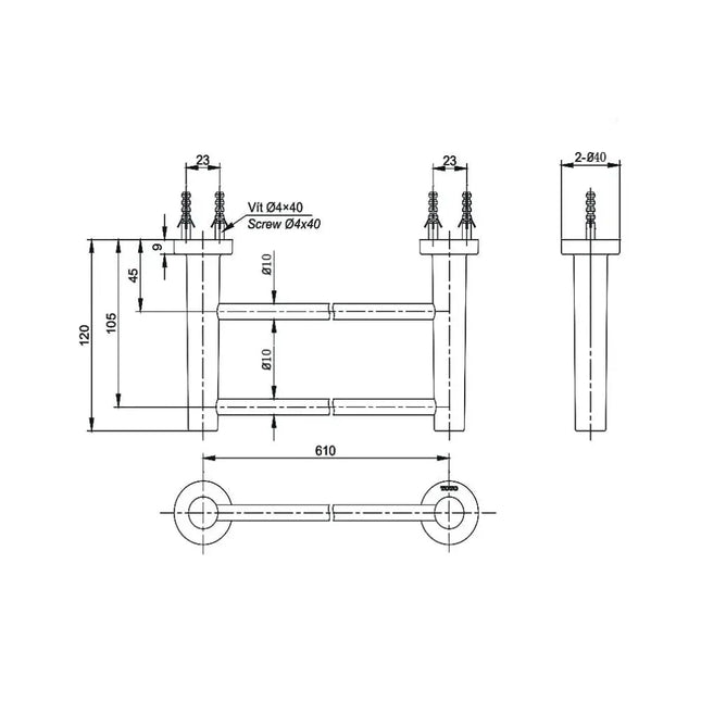 Thanh vắt khăn đôi L YT406W6V | Thiết Bị Vệ Sinh TOTO