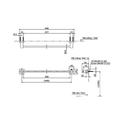 Thanh vắt khăn YT408S4RV | Thiết Bị Vệ Sinh TOTO
