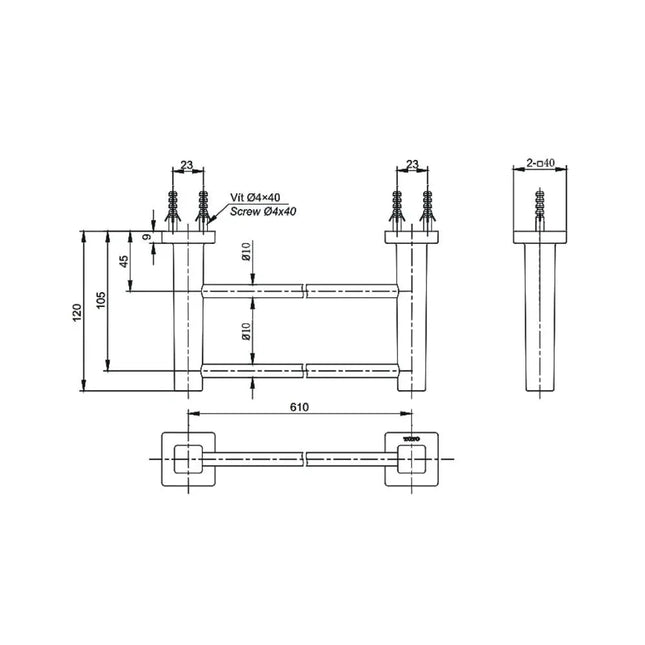 Thanh vắt khăn YT408W6V | Thiết Bị Vệ Sinh TOTO
