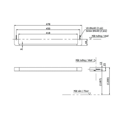 Thanh vắt khăn G YT902S4V | Thiết Bị Vệ Sinh TOTO
