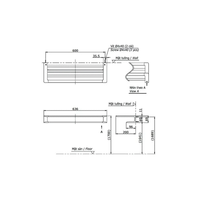 Thanh vắt khăn YTS902BV | Thiết Bị Vệ Sinh TOTO