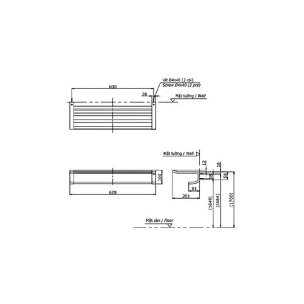 Kệ kèm thanh vắt khăn YTS903BV | Thiết Bị Vệ Sinh TOTO