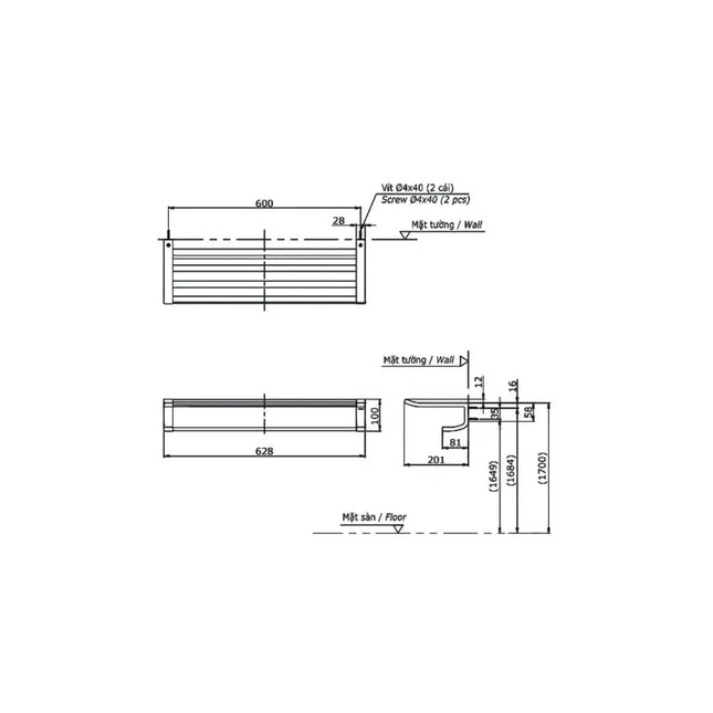 Kệ kèm thanh vắt khăn YTS903BV | Thiết Bị Vệ Sinh TOTO
